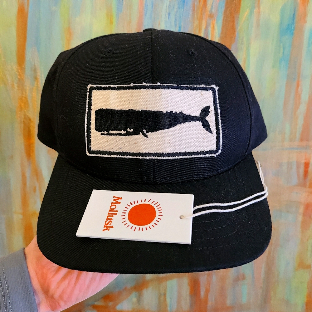 Mollusk Navy Blue & Whitr Whale SnapBack Hat